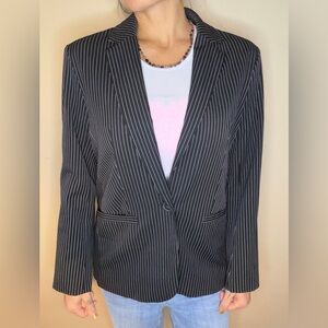 Classic Black and White Pinstripe Blazer